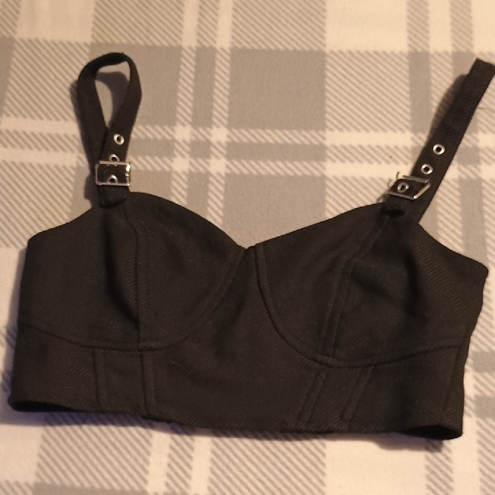 Divided Black Crop Top